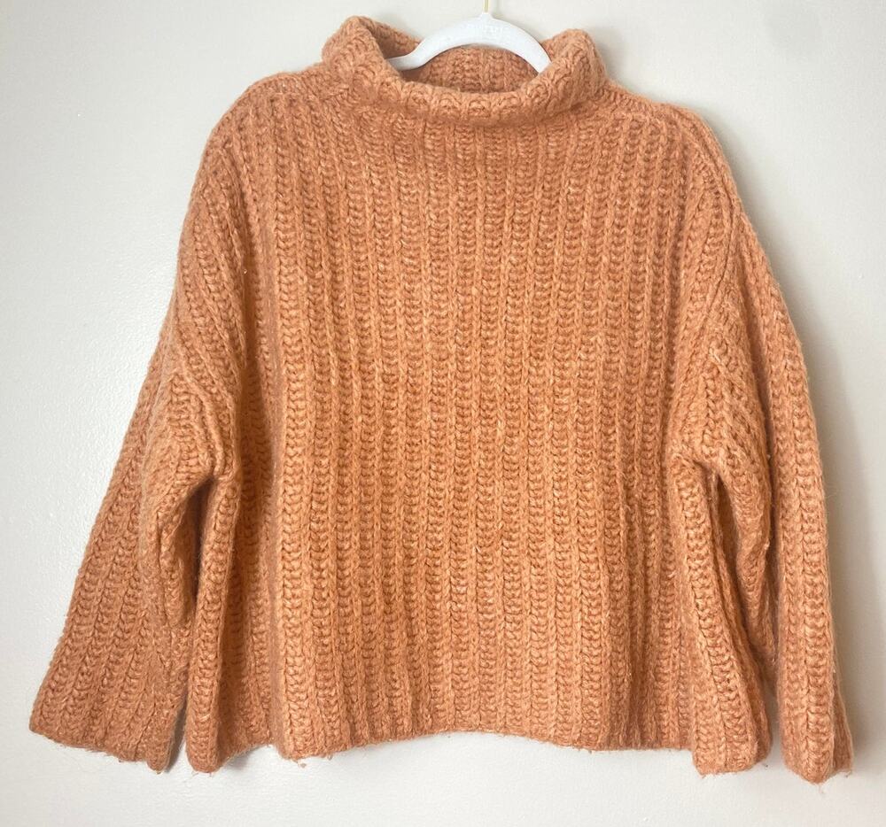 Free People Chunky Knit Alpaca Wool Turtleneck Sweater